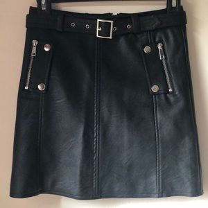 Topshop pleather black biker style skirt sz 2 EUC